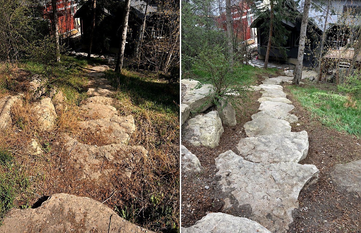 Before and after yard cleanup Calgary